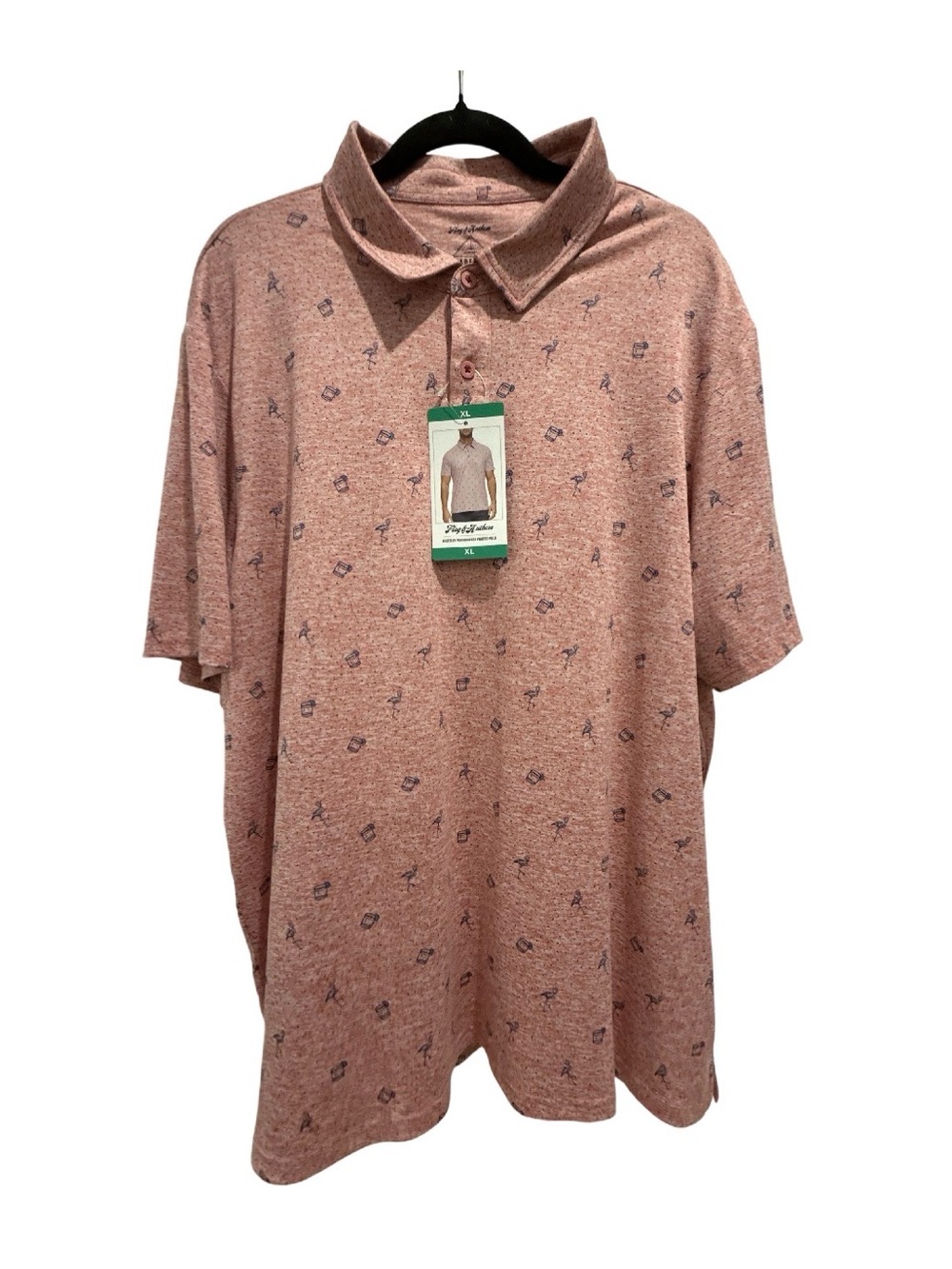 & Other Stories Men's Polo - Dusty Rose with Navy Micro Motif